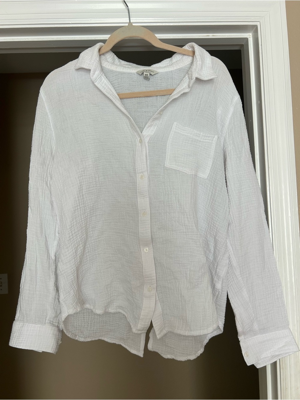 Lucky Brand- Lightweight White Gauze Button-Up Shirt
